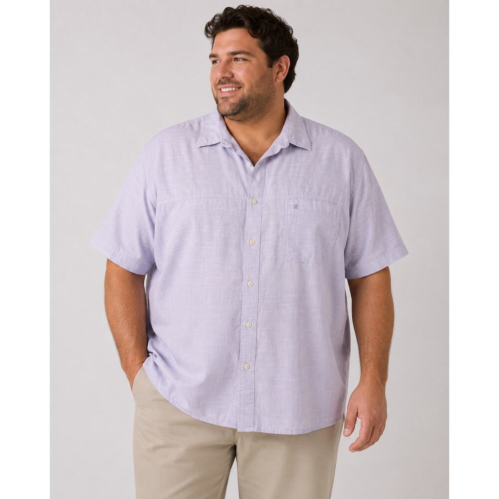 IZOD Saltwater Lavender Shirt Men’s 4XL Short Sleeve Button Casual